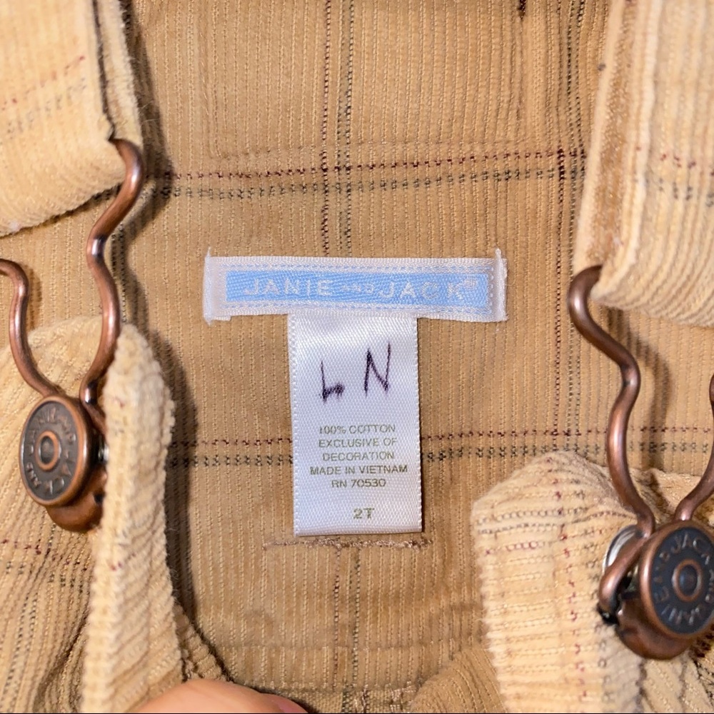 Janie & Jack | Tan Plaid Overalls - Picture 7 of 8